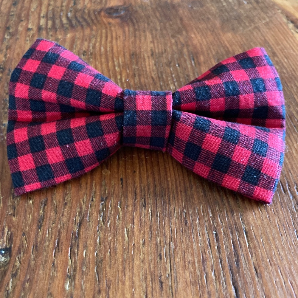 Dog or Cat Buffalo Plaid Bowtie, Black and Red